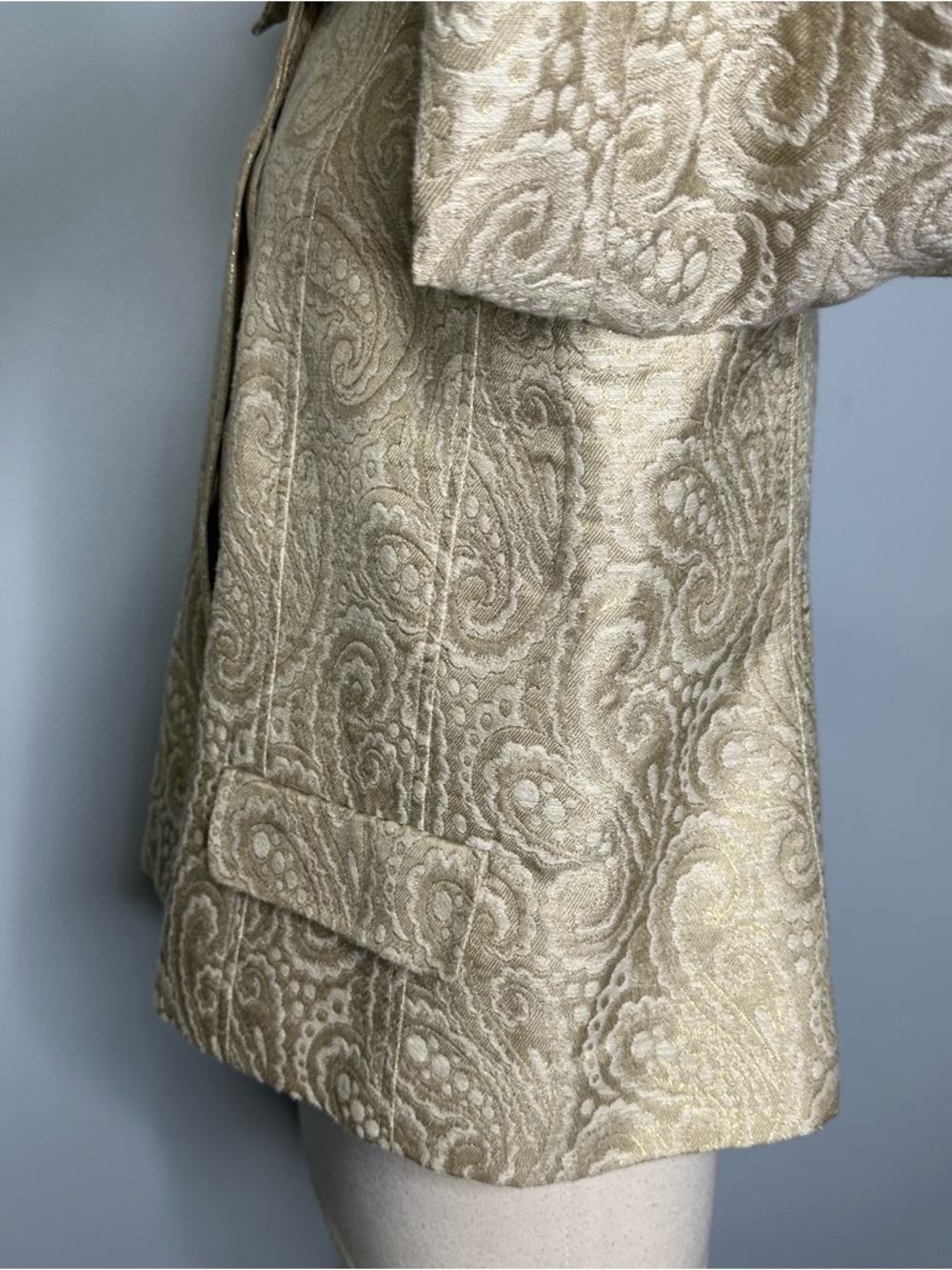 Talbots Women’s Gold Brocade Paisley Swing Crop Jacket Blazer Size 14 BNWOT! - Picture 7 of 11